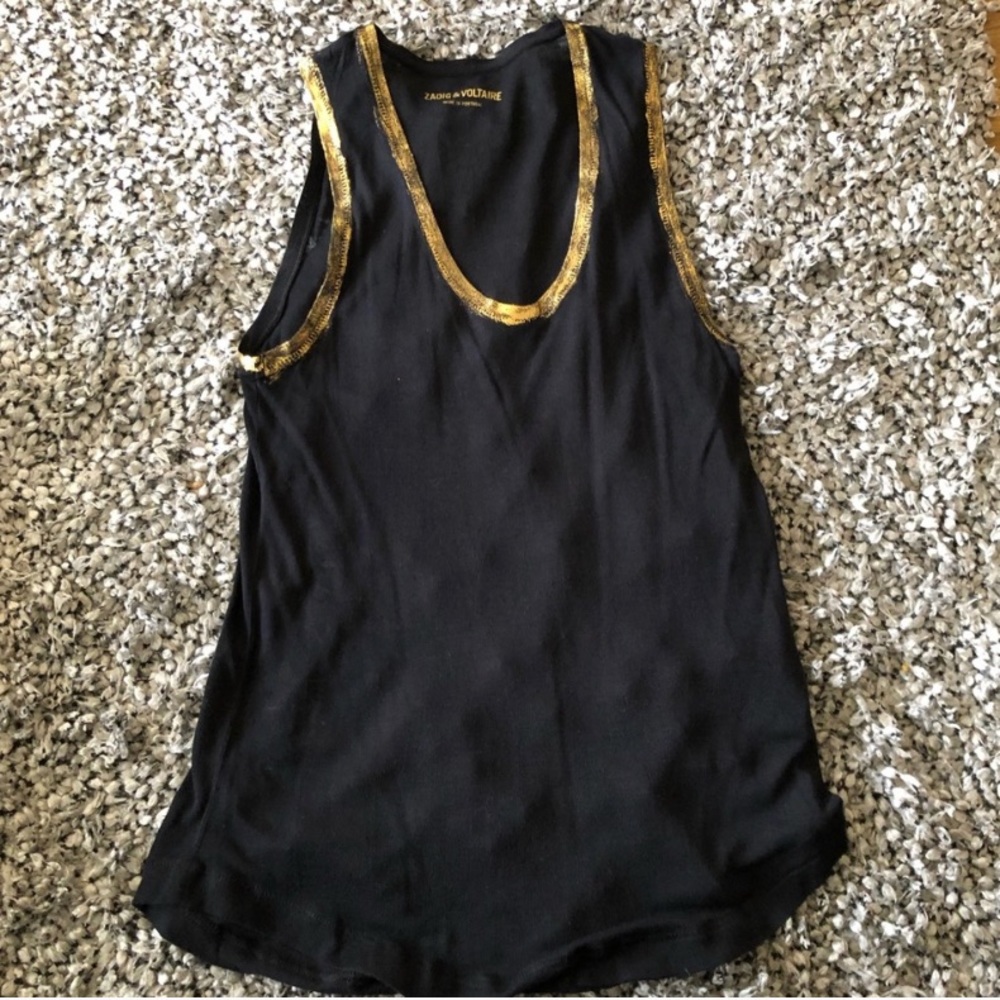 Zadig & Voltaire Gold trimmed Tank Size Small